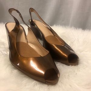 Franco Sarto peep toe block heel